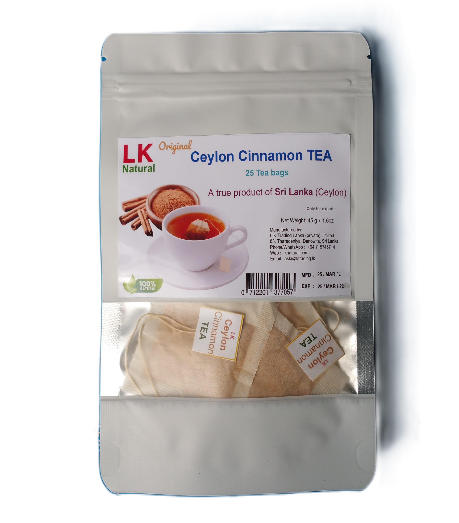 Original true Ceylon Cinnamon TEA - 25 bags - LK Natural