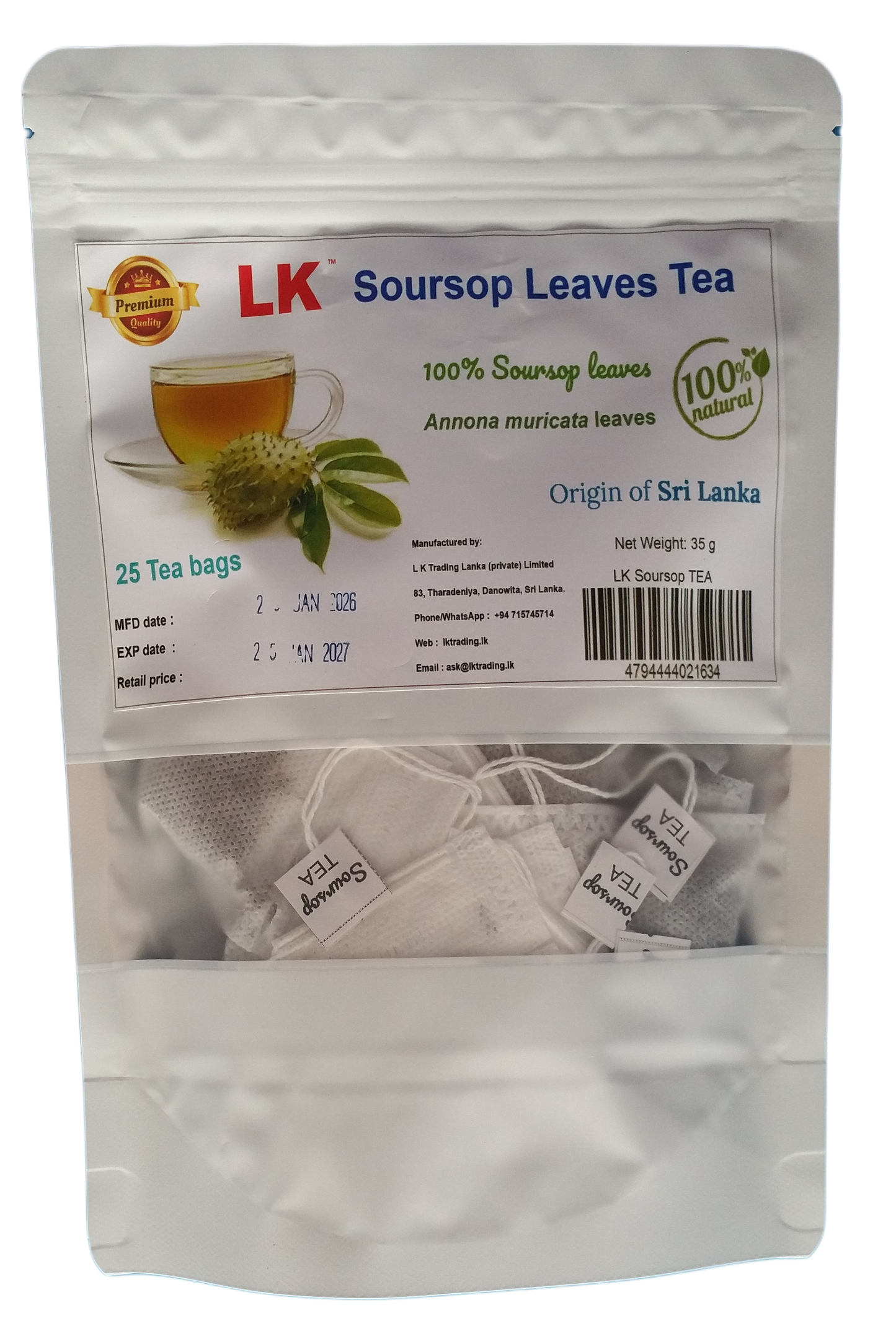 Soursop Leaves TEA  - 25 bags - LK Natural